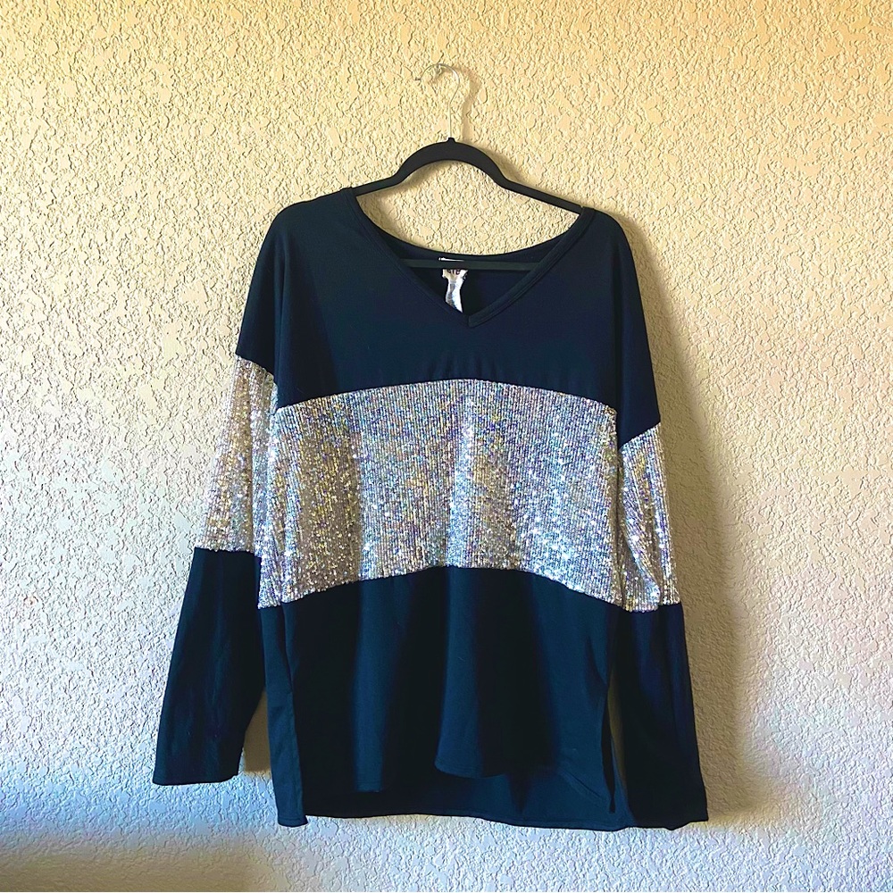 BIBI - Black & Silver Sequin Size LARGE